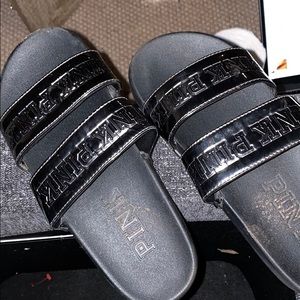 PINK METALLIC SLIDES SANDALS